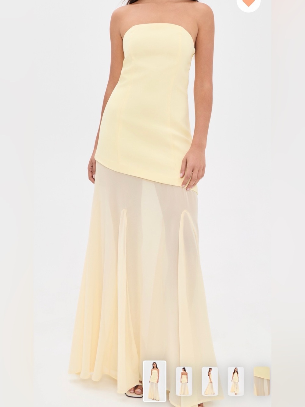 Endless Rose Strapless Maxi Dress in Pale Yellow